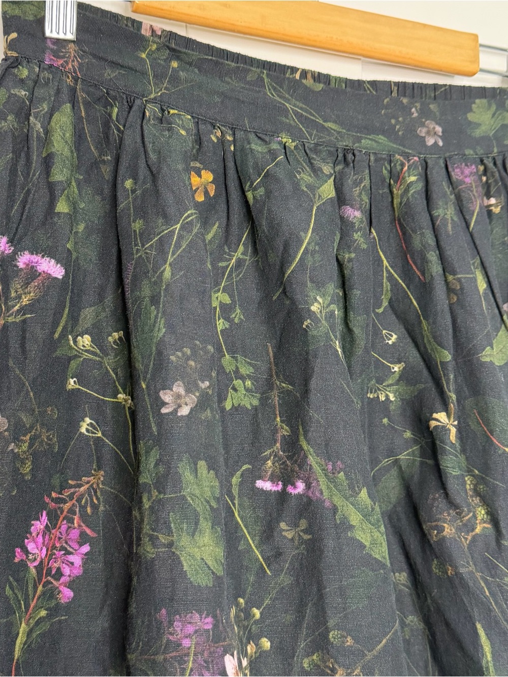 All Saints Black Floral A-Line Midi Skirt - Picture 9 of 16